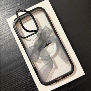 Casetify Iphone 16 pro Case with Black Bow Ring stand